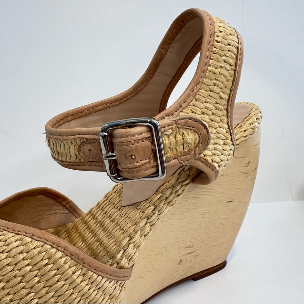 Loeffler Randall Raffia Peep Toe Wedges Size 9 - Picture 11 of 16